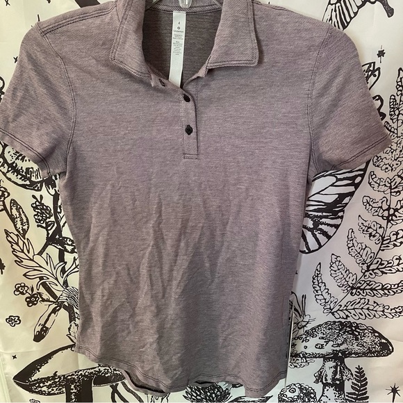 NWT LULULEMON PLAYER’S PRO-FORM POLO SIZE 4 HEATHERED DEEP PHANTOM PURPLE - Picture 2 of 5